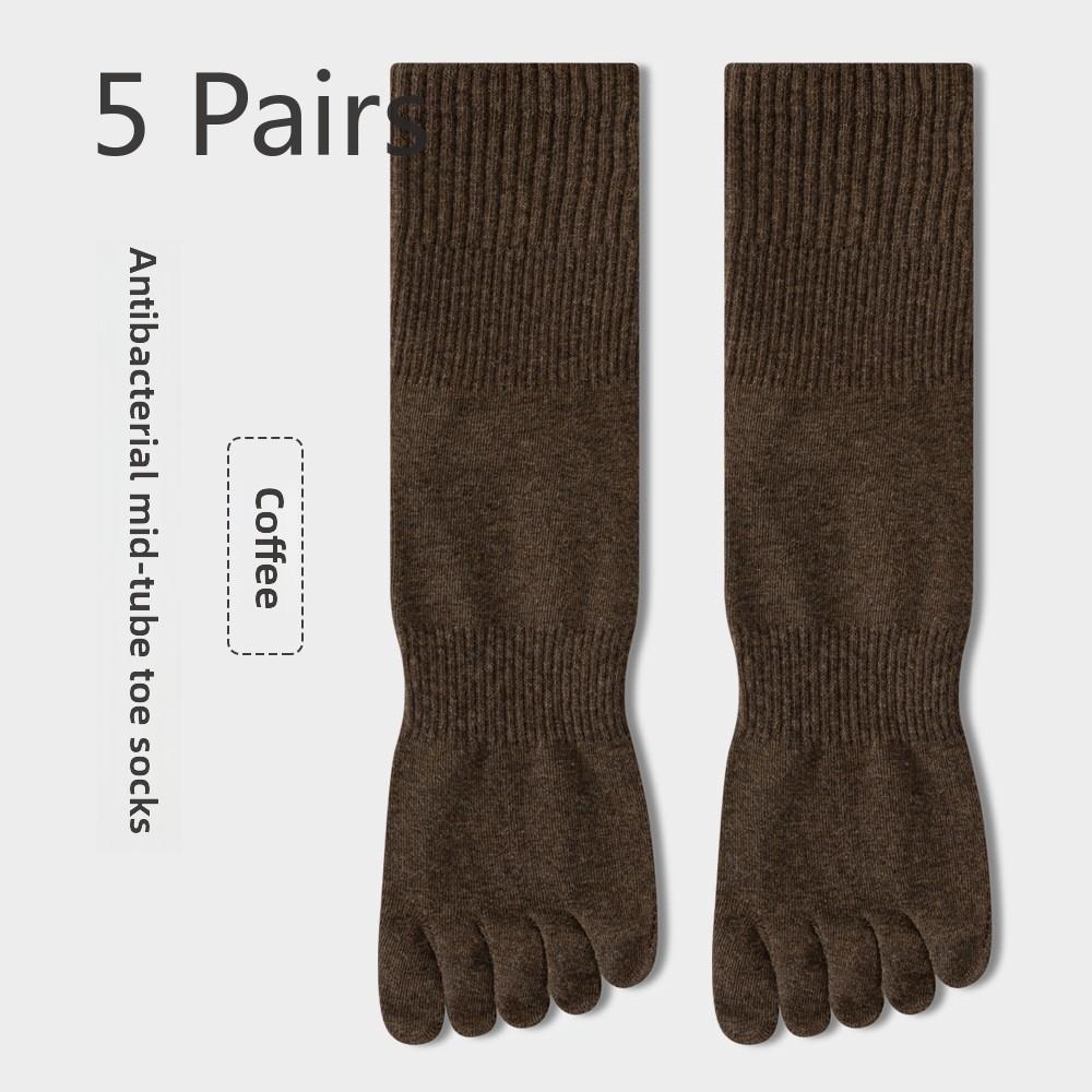 5 пар мужских весенних и осенних спортивных дышащих впитывающих пот антибактериальных носков средней длины с пятью пальцами