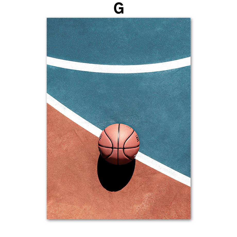 Баскетбольная площадка, спортивный фитнес-плакат, настенная живопись на холсте, скандинавская фреска, молодежная комната, стадион, декоративная печать, изображение