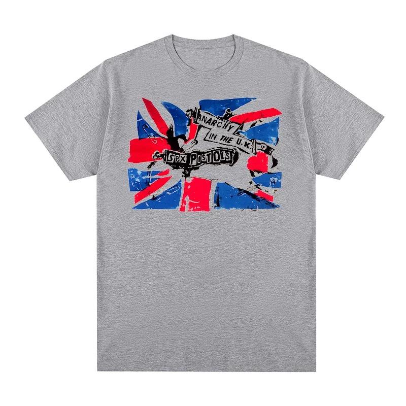 Sex Pistols "Anarchy in the U.K." Union Jack Punk T-Shirt, Unisex British Punk Rock Fan Streetwear Tee, 100% Cotton Casual Short Sleeve Top