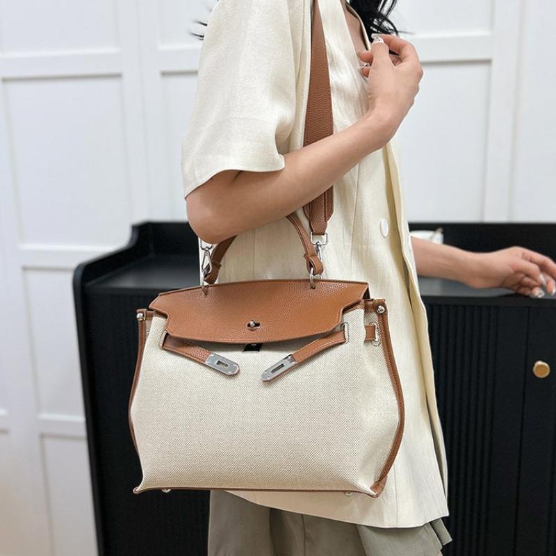 PU Color Matching Light Luxury Tote Bags for Women Fashion Versatile Temperament Bags Casual Hasp Top-Handle