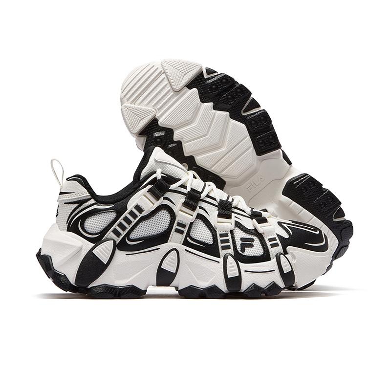 Joshua Vides X Fila Fusion Exocet Горные кроссовки Модные Универсальные Обмотка Увеличивающие рост Низкие Папины кроссовки Женская кроссовка Белый Черный T12W511605FSB