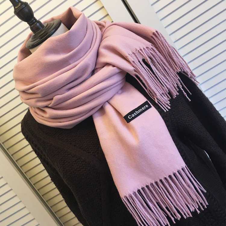 Women's Winter Fleece-Like Cashmere Scarf Solid Color Warm Autumn Winter Scarf