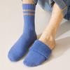 Women Striped Wool Socks Color Block Thickened Crew Socks Warm Winter Terry Socks for Sports Fitness Running Everyday Wear
