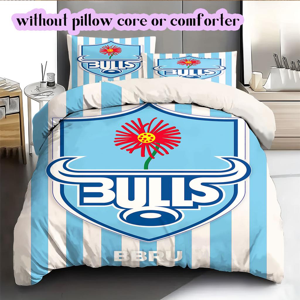 The Bulls rugby Pattern Bedding,Quilt Set Quilt Cover Pillowcase Home Birthday Gift (1*duvet cover+2*pillowcase,without core)