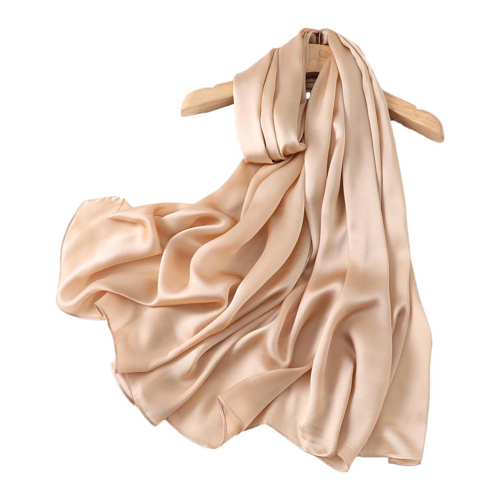 Women's Extra Long Monochrome Silk Scarf - Perfect Sunshade Shawl for Spring, Summer, and Autumn Travel