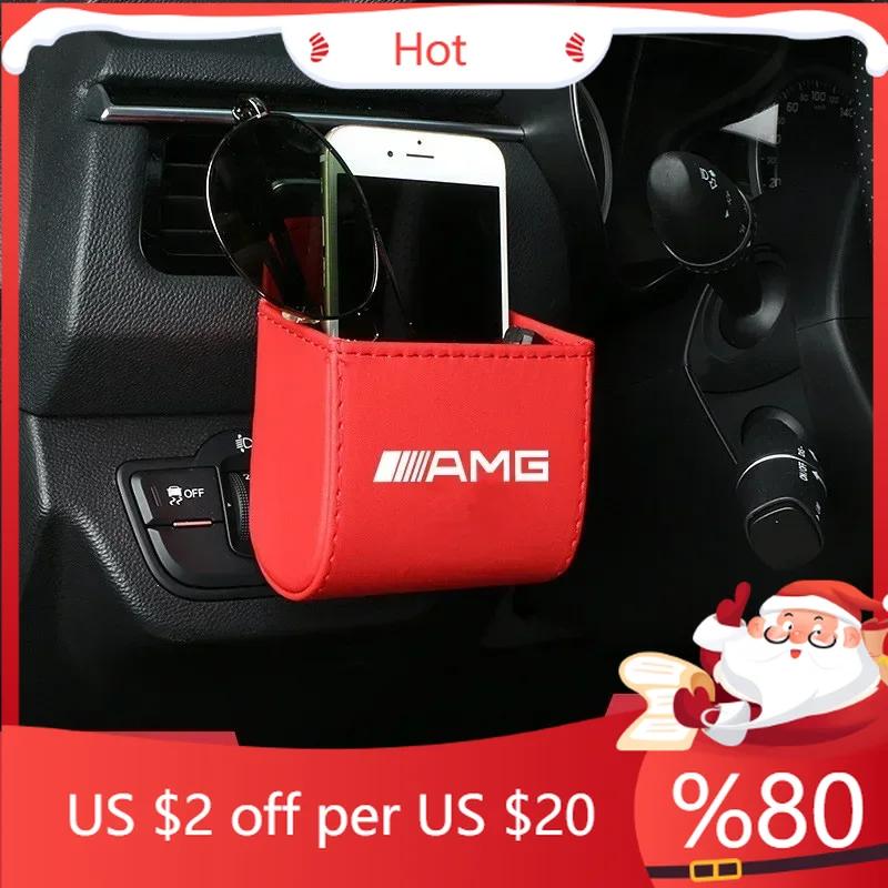 EMF1   1pcs Multi-Purpose Car Storage Box Car Trash Can Organizer Garbage Bag For Mercedes benz A B R G Class GLK GLA C200 E200 C200L