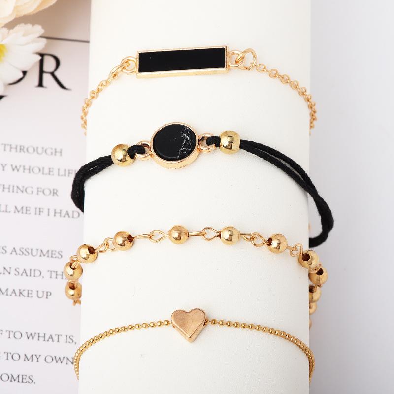 European and American love black turquoise gold beaded bracelet square personalized bracelet trend 1 piece jewelry