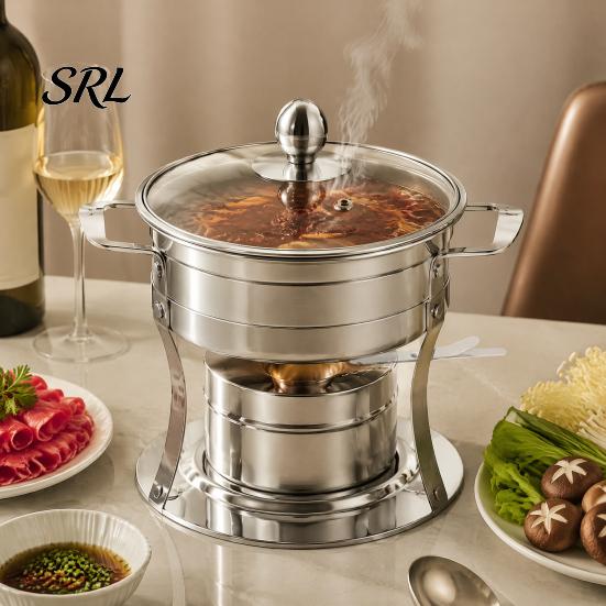 Vacuum Insulated Meal Box Chafers And Warmers Set with Glass Lid, Round Stainless Steel Compact Leak Proof Lunch Bowl Thermal Serving Bowl,