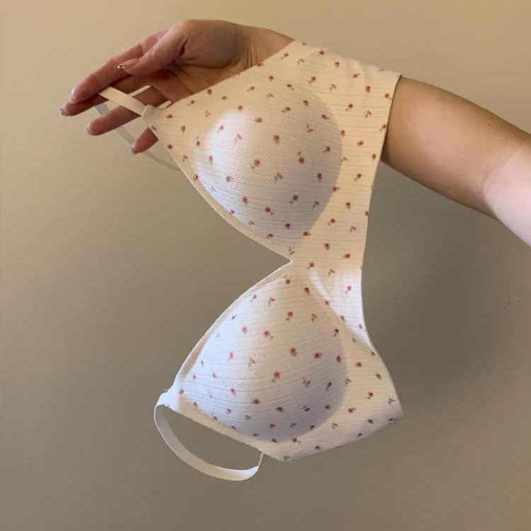 Женский летний милый цветочный бесшовный бюстгальтер пуш-ап с эффектом «обнаженной кожи», мягкая поддержка, защита от провисания, контроль боковых косточек, нижнее белье