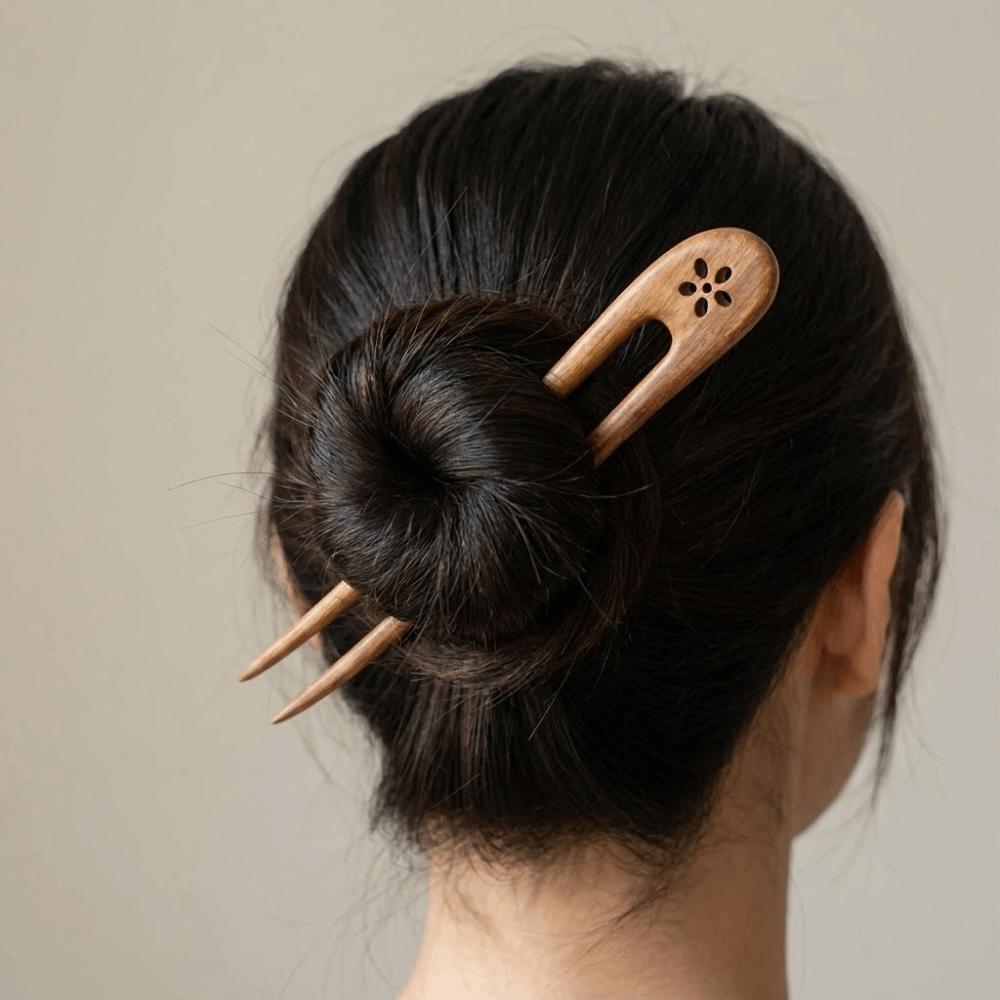 U Shaped Wooden Hair Sticks Handmade Ponytail Hair Bun Maker Delicate Hair Forks Hair Accessories