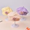 Korean Baby Beret Hat Flower Baby Knitted Hat New Artist Painter Caps  For Infant Girls