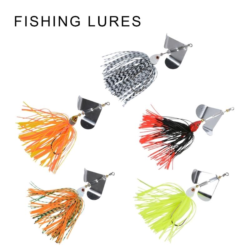 5Pcs Topwater Fishing Lures Bass Fishing Lures Spinner Baits Hard Soft Buzzbait Lures for Freshwater and Saltwater