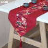 1PC LOZUJOJU Red Chinese Style Festive Retro Cotton and Linen Printed Table Runner for Dining Table Coffee Table Home Decor