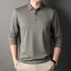 Men's Long Sleeve T-shirt Middle-aged Lapel Spring and Autumn Casual Men's Solid Color Loose Base Shirt