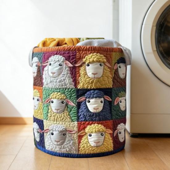 Quilted Laundry Basket, Thick Durable Fabric Storage Hamper, with Reinforced Handles, Clothes Toys Organizer for Home Decor