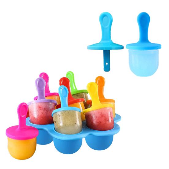 Silicone Ice Cream Mold 7 Holes Easy Release Clean Multifunctional DIY Popsicle Molds BPA Free Food-Grade Popsicle Making Kit