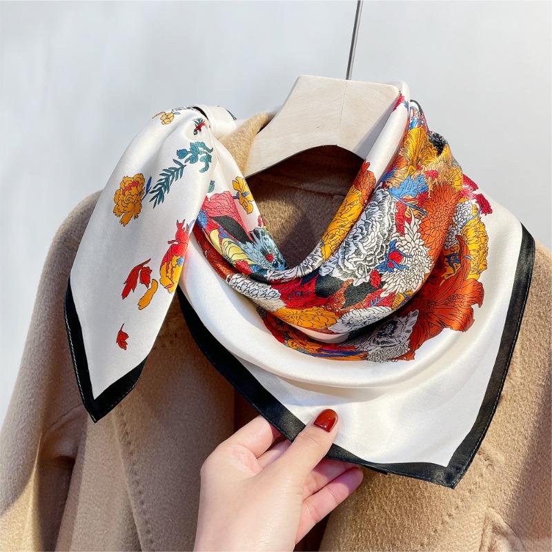 Spring New High-grade Plain Crepe Satin Mulberry Silk Silk Scarf Light Luxury Elegant Versatile Silk Small Square Silk Gift