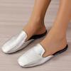 Летние туфли на плоской подошве, женские тапочки с закрытым носком, новые легкие мюли с квадратным носком для женщин, повседневные женские туфли-слайды