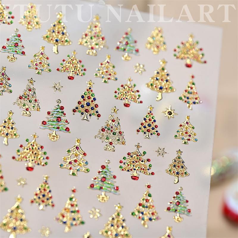 Милые наклейки для нейл-арта с принтом Санта-Клауса, рождественской елки, снеговика, снежинки и банта - Сладкие маникюрные наклейки для декора ногтей, подарок