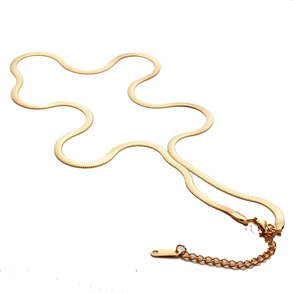 Titanium Steel Basic Necklace Gold Chain Flat Snake Chain Sweet Often Accessories Women'S Collarbone Chain Neck Chain
