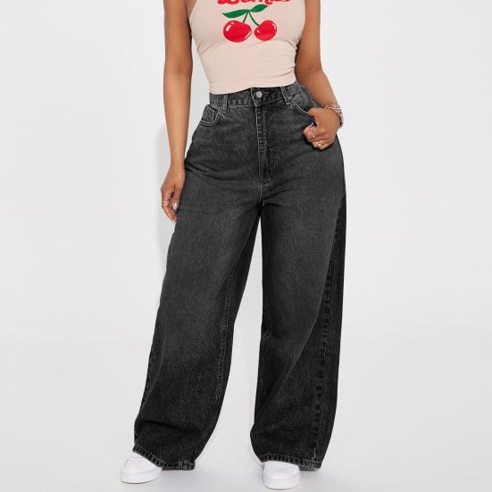 Женские джинсы с широкими штанинами, высокая талия, эластичные, бойфренды, джинсовые брюки, прямой крой, свободные, мешковатые, с карманами