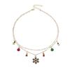 Holiday Jewelry: European & American Double-Layer Christmas Bell & Snowflake Clavicle Necklace