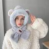 Thermal Elastic Scarf Hat Bear Ear Decor Autumn Winter 2 In 1 Scarf Hat Outdoor Activities Skiing Camping Warm Headwear