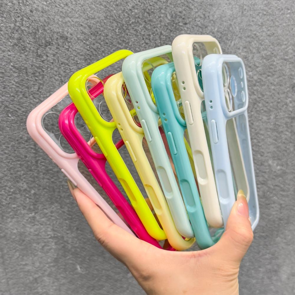 Поверните к 17 Прозрачный Конфетный Цвет Рамка DIY Чехол для Телефона Для iPhone 17 Pro Max Air 11 13 14 12 15 Pro 16 Plus Акриловая Задняя Крышка