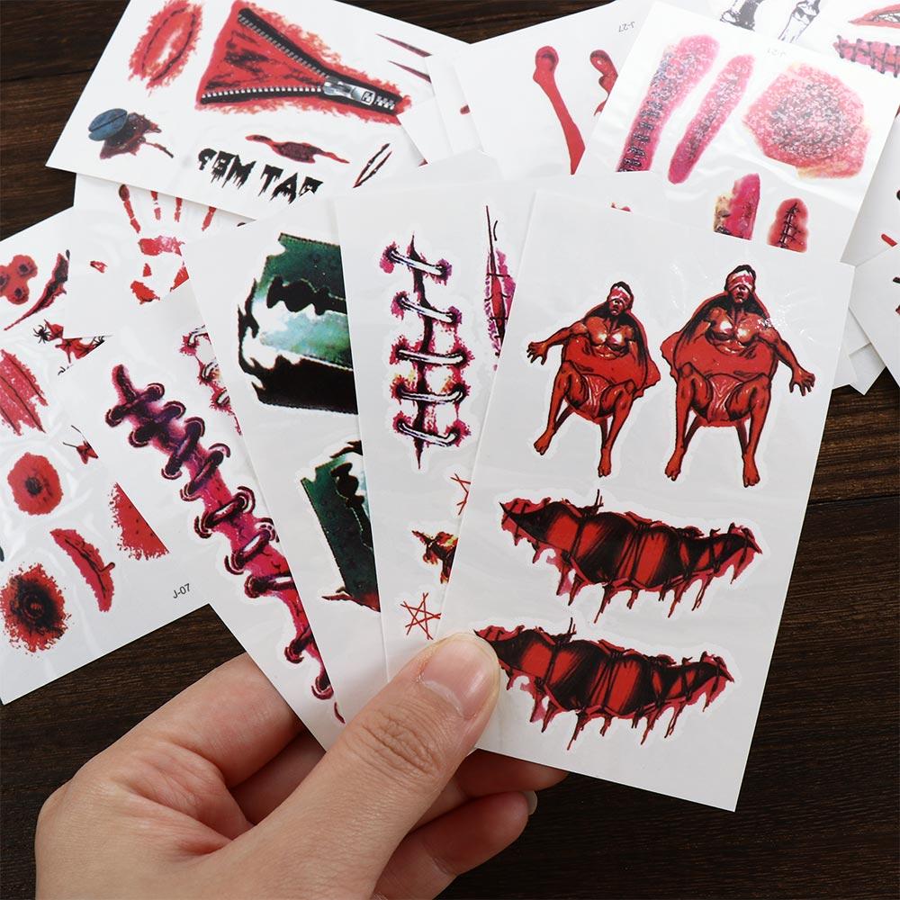Party Waterproof Body Art Horror Scar Temporary Tattoos Halloween Tattoo Stickers Fake Tattoo