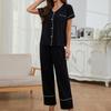 Women's Pajamas Spring and Summer Short-sleeved Cardigan Trousers Suit Homewear