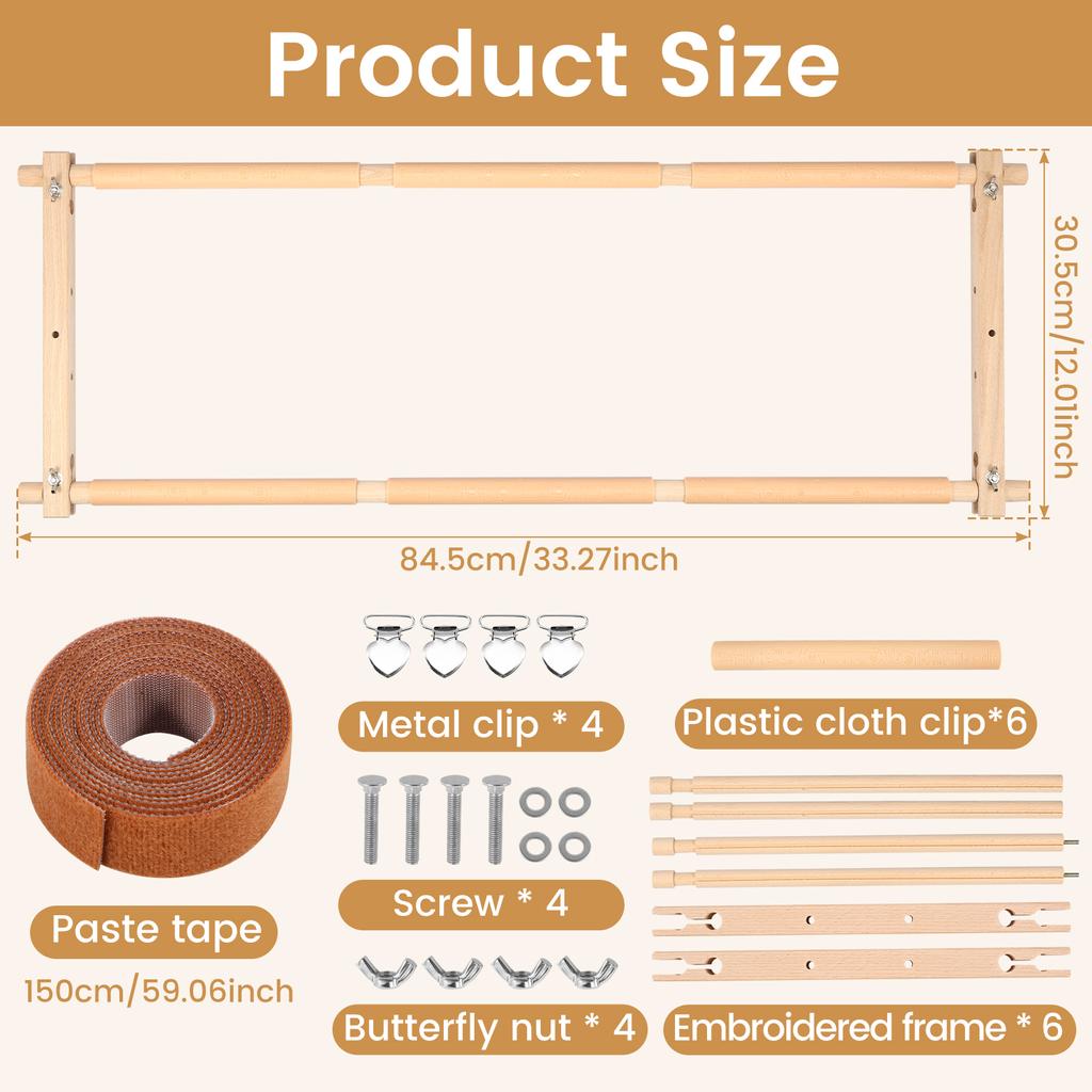 Embroidery Scroll Frame Wooden Cross Stitch Scroll Frame Rotated Needlepoint Embroidery Tapestry Scroll Frame Adjustable