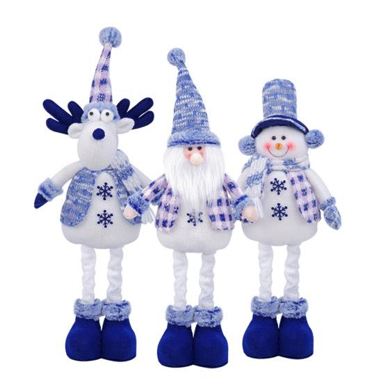 Плюшевая кукла на длинных ногах, стоящая фигурка Санты, снеговика, оленя с растягивающимися ногами для праздничного зимнего домашнего декора
