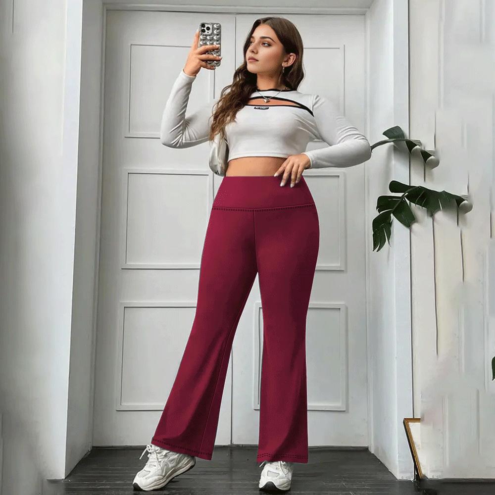 1XL-5XL Большие размеры Брюки для йоги слегка расклешенные с высокой посадкой облегающего кроя Весенне-осенние брюки клеш с широкими штанинами для йоги