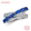 Lindon Classic 925 Sterling Silver Zircon Ring Ladies Jewelry Wedding Promise Party Gift