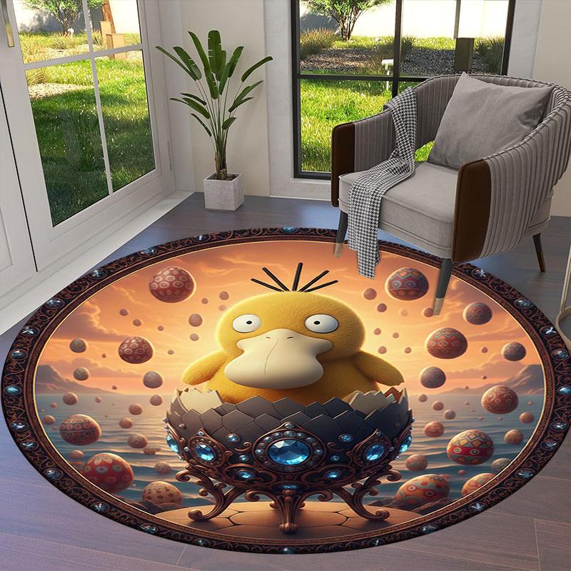 CartoonEaster Round Area Rug,Carpet Rug for Living Room Bedroom Sofa Playroom Decor,Non slip Floor Mat