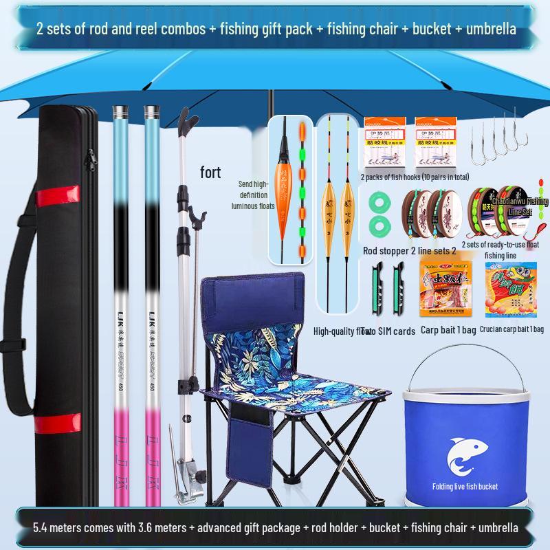 Beginner's Multi-Section Fishing Rod Set with Gear and Tackle Supplies