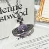 Vivienne Ожерелье ORB цвета «Ледниковый синий» - Женский европейский и американский стиль 3D кулон в виде планеты Сатурн