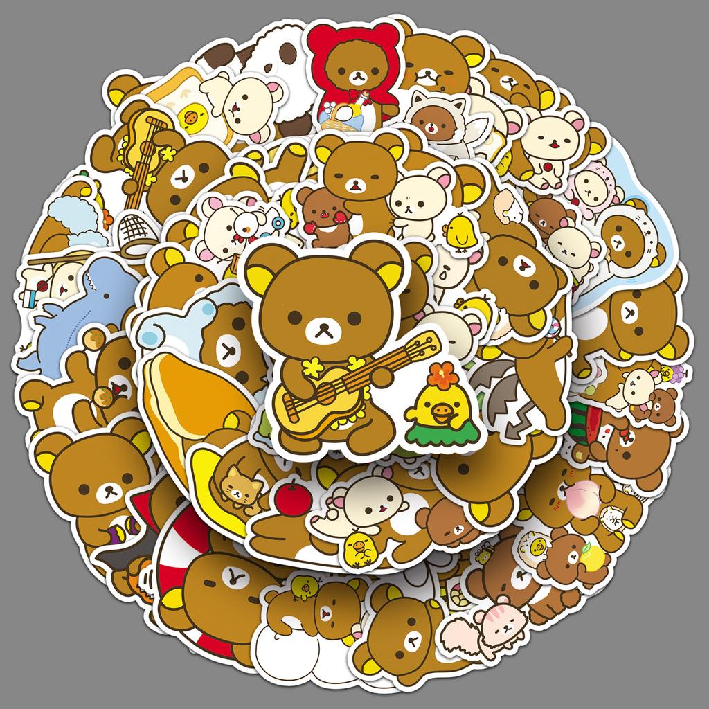 50 Pieces of Relaxed Bear Graffiti Stickers Cartoon Cute Gucka Decorative Mobile Phone Case Skateboard Water Cup Creative Stickers