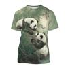 Summer  Selling Fashion 3d Printed T-shirt Cute Panda Design Casual Short Sleeved Comfortable Top