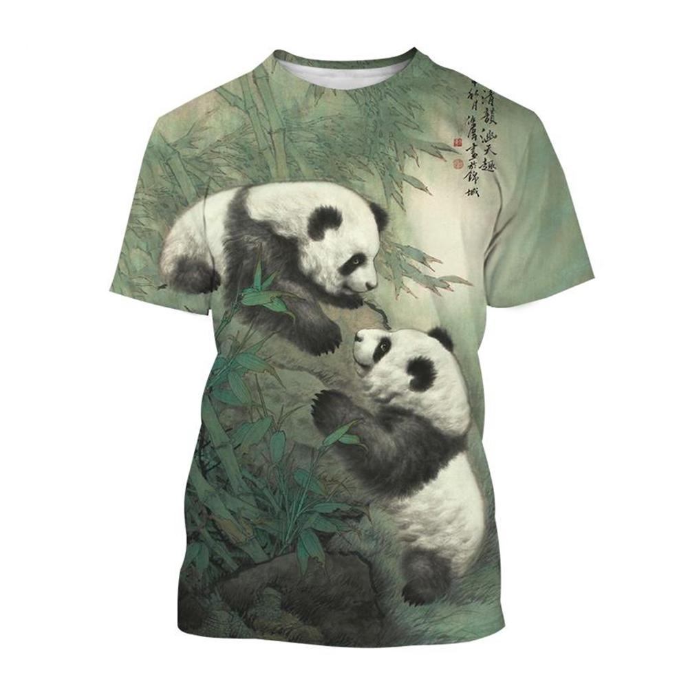 Summer  Selling Fashion 3d Printed T-shirt Cute Panda Design Casual Short Sleeved Comfortable Top