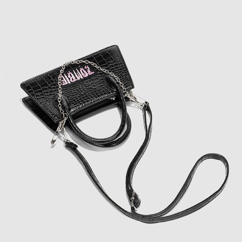 Маленькая женская сумка для поездок на работу, модная, текстурная, универсальная, черная, через плечо, маленькая квадратная сумка