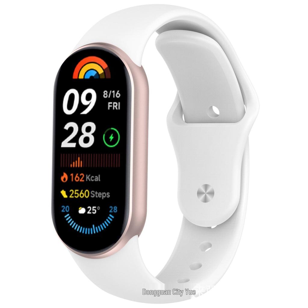 Прочная силиконовая пряжка Yuelai для Xiaomi Smart Band 9/8, однотонная металлическая застежка
