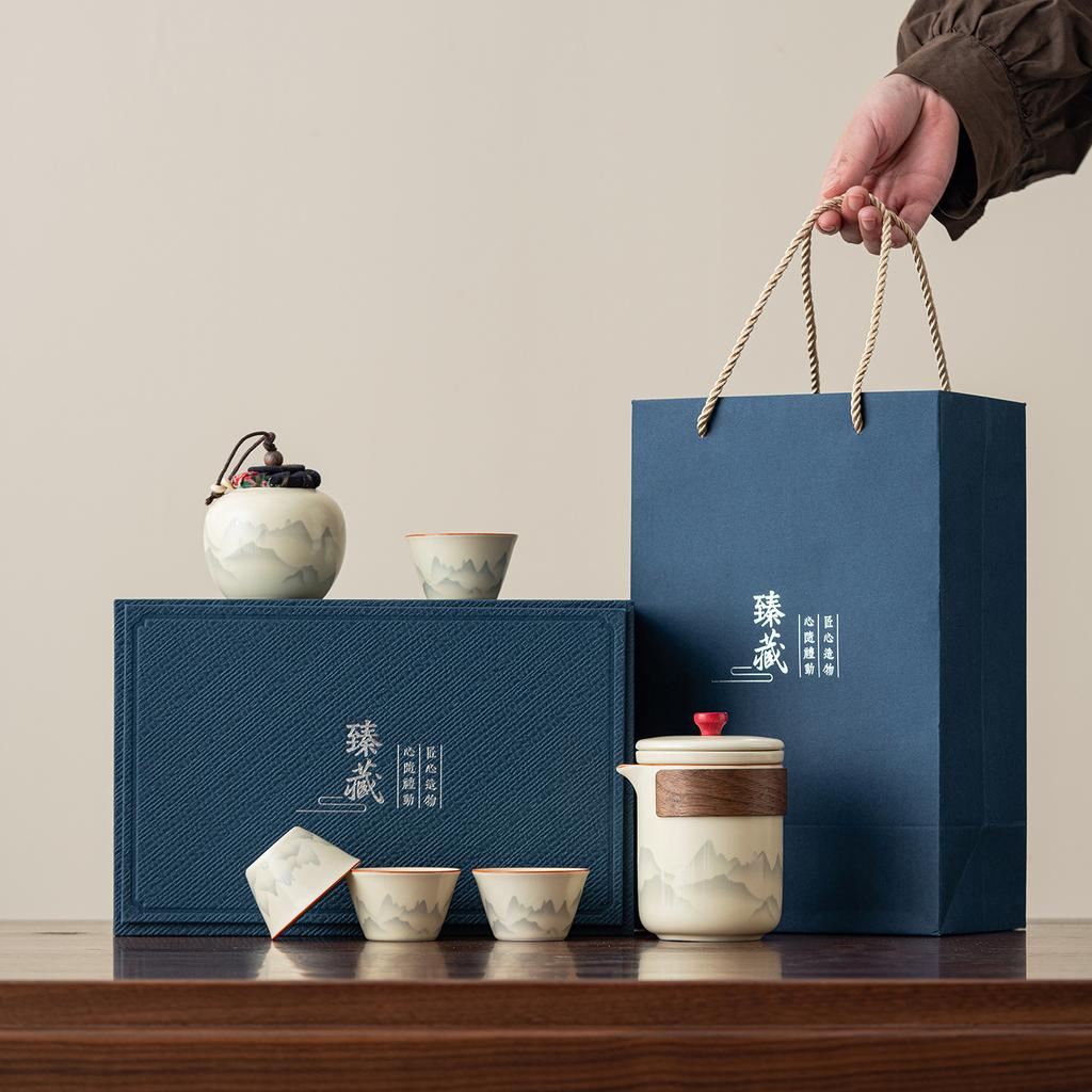 Send teachers and elders gifts, ink, landscape travel tea set, home creative new tea drinking teapot with gifts