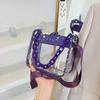 PVC Transparent Shoulder Crossbody Bag Rhinestone Thick Chain Ladies Small Purse and Handbags Fashion Jelly Summer Beach Totes CLE