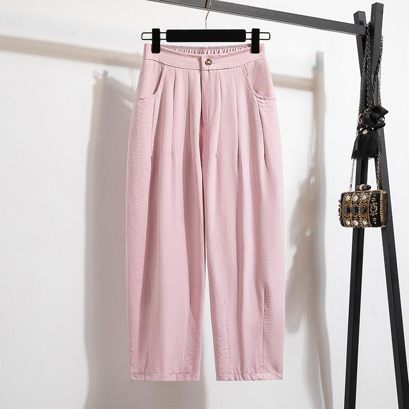 Dimanaf 2025 Summer Plus Size Women Wide Leg Pants High Waist Basic Elastic Pants Loose Casual Solid Pants 5XL