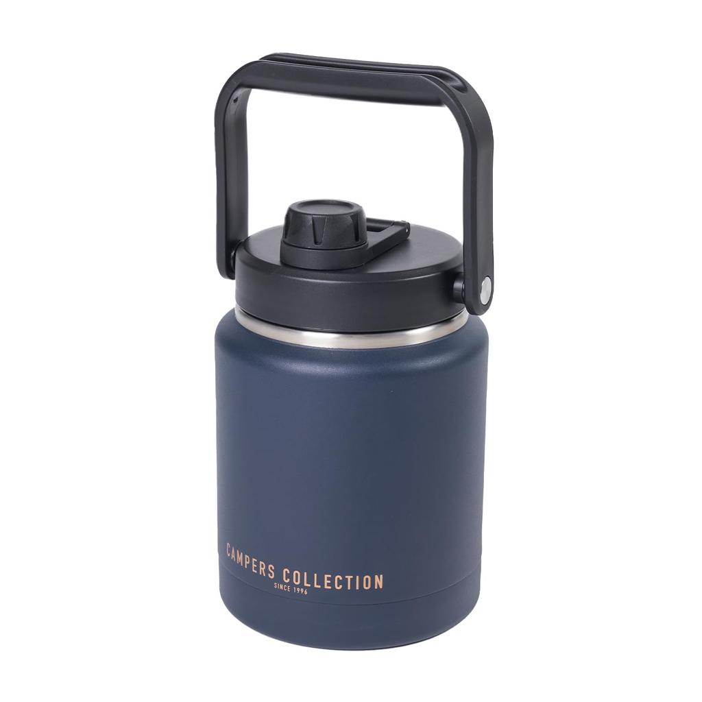 Collection Vacuum Double Structure Cold Storage Ice Jug Stainless Steel Navy [Campers Yamazen] Long-time 2.1L SIJ-2.1L(NV)