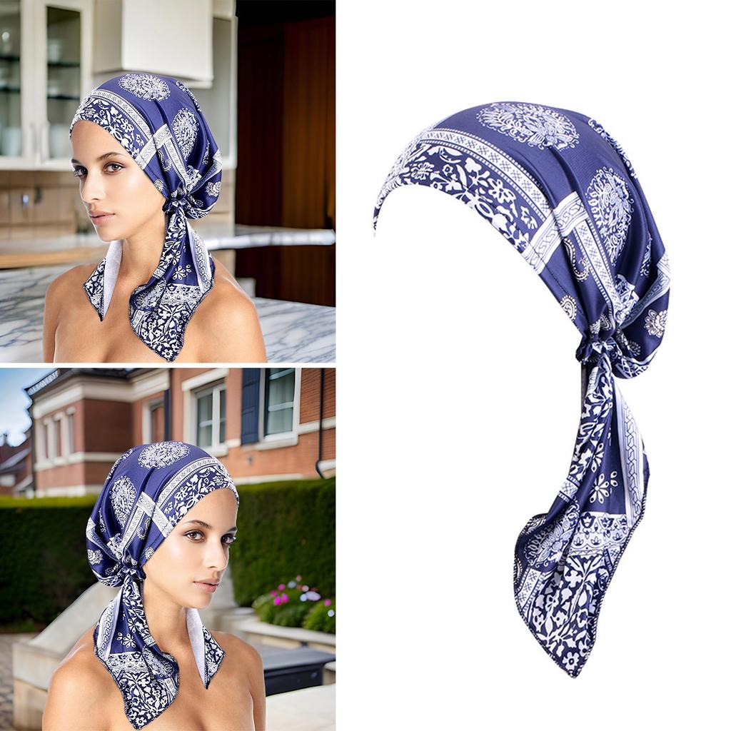 Fashion Headscarf Hat New Women Hat Flower Print Bandana Scarf Muslim Chemo Hat for Parties Travel and Daily Use