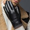 Leather Full Finger Cold Protection Plus Plush Men Gloves Korean Style Mittens  Gloves