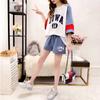 Two-piece Stitching Loose Large Size Fashion Sports Suit Women's Summer Sports Casual Short-sleeved Tops and Shorts