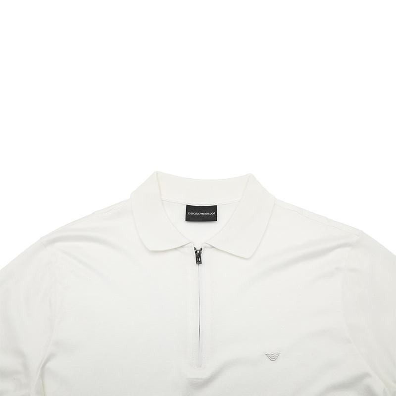 Emporio Armani Ss25 Однотонная мужская футболка-поло с вышитым логотипом-орлом, короткий рукав, мужские поло, белая EM001082-AF10017-U0003
